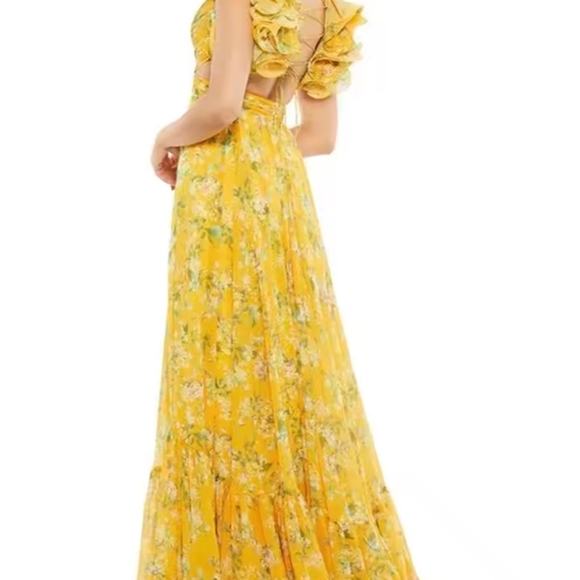 Floral Yellow Maxi Dress - Picture 2 of 4